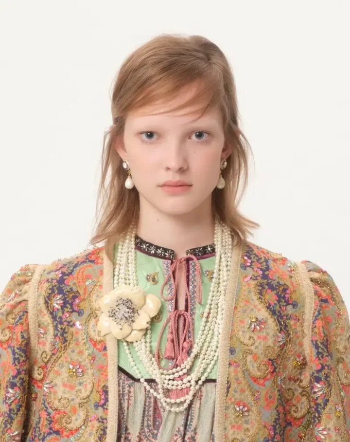 Piquet Jacket With Voyage Imaginaire Paisley Print