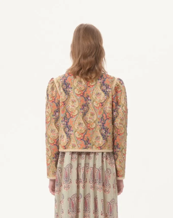Piquet Jacket With Voyage Imaginaire Paisley Print