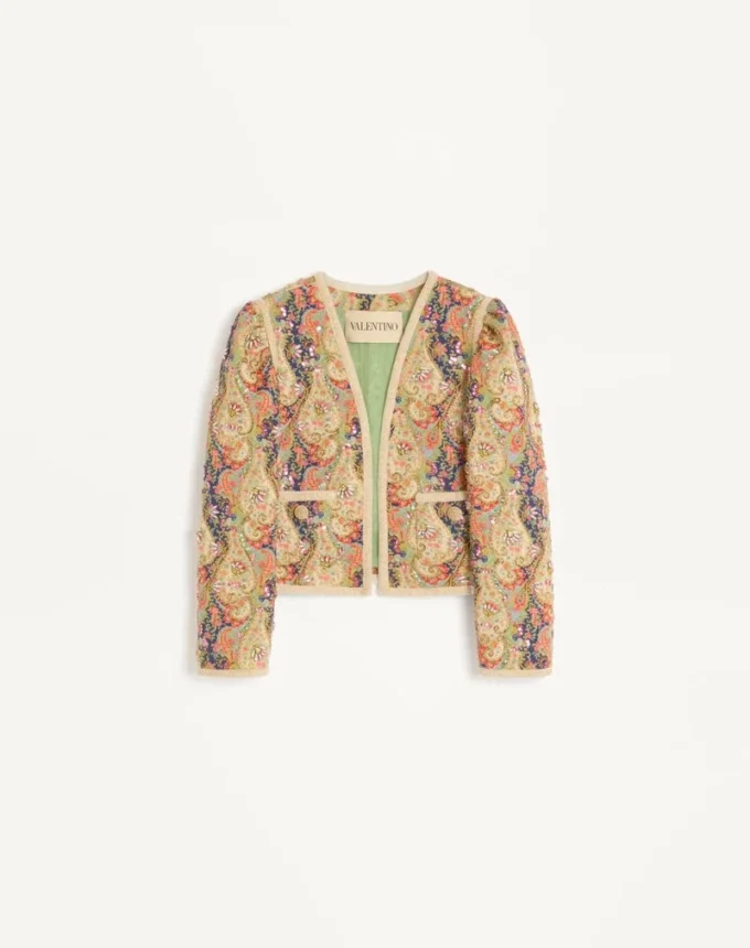 Piquet Jacket With Voyage Imaginaire Paisley Print