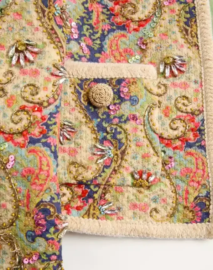 Piquet Jacket With Voyage Imaginaire Paisley Print