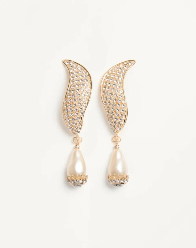 Poetique Des Gouttes Earrings In Metal, Pearl And Swarovski® Crystals