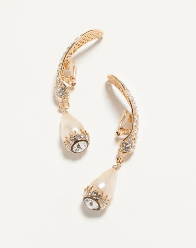 Poetique Des Gouttes Earrings In Metal, Pearl And Swarovski® Crystals