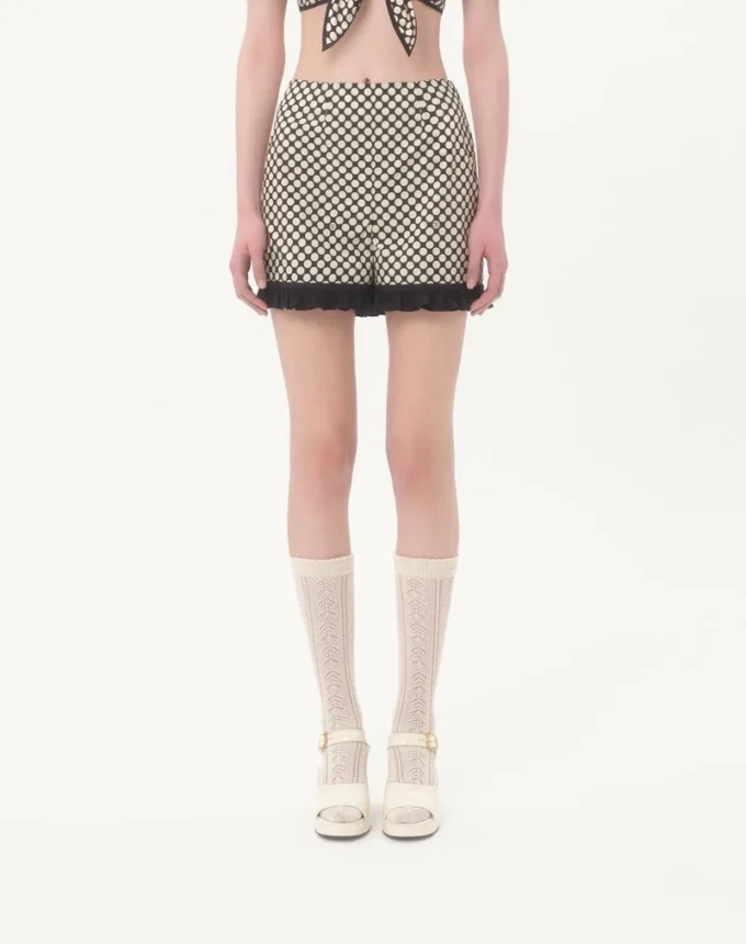 Poplin Shorts With Plus De Pois Print