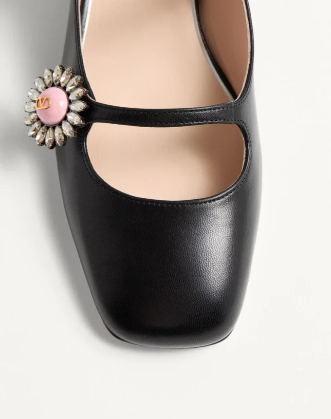 Preshoes Ballerinas With Straps In Kidskin With Jewel Buttons 20Mm