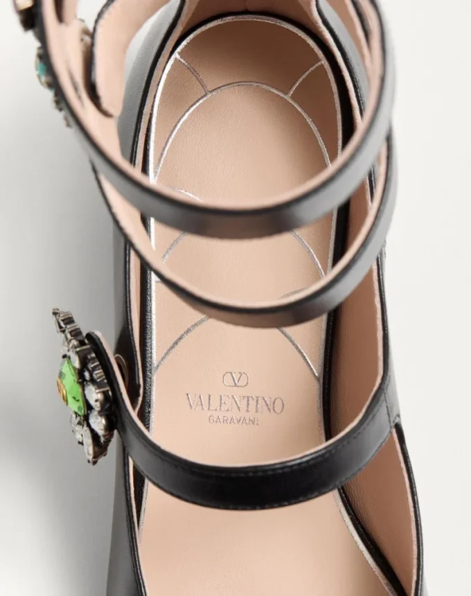 Preshoes Ballerinas With Straps In Kidskin With Jewel Buttons 20Mm