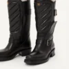 Rayons biker boot in Calfskin and Nappa Leather with Chevron Pattern 40mm