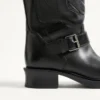 Rayons biker boot in Calfskin and Nappa Leather with Chevron Pattern 40mm