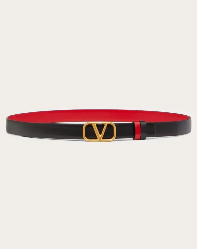 Reversible Vlogo Signature Belt In Glossy Calfskin 20 Mm