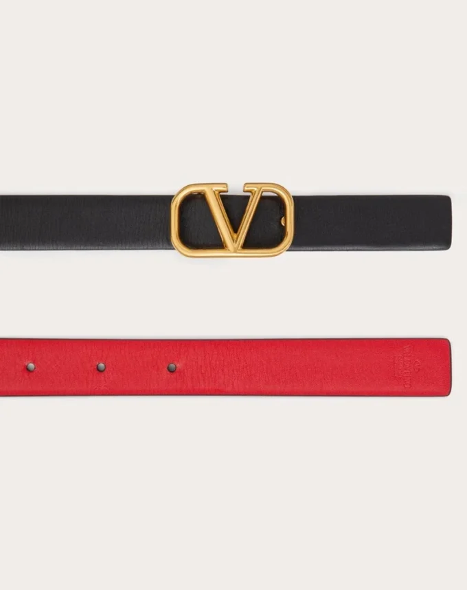 Reversible Vlogo Signature Belt In Glossy Calfskin 20 Mm