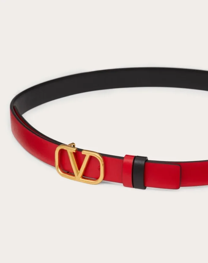 Reversible Vlogo Signature Belt In Glossy Calfskin 20 Mm
