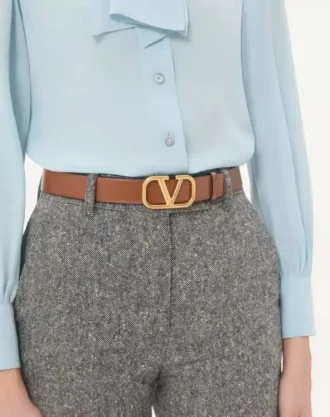 Reversible Vlogo Signature Belt In Glossy Calfskin 30 Mm