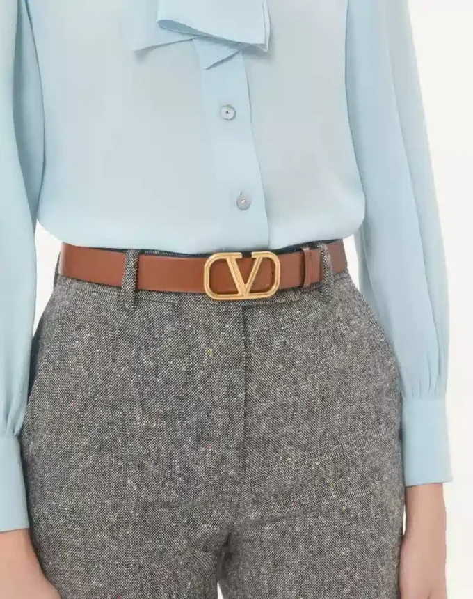 Reversible Vlogo Signature Belt In Glossy Calfskin 30 Mm