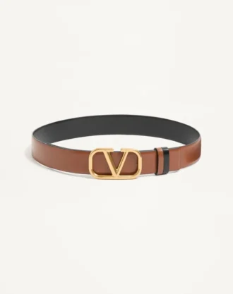 Reversible Vlogo Signature Belt In Glossy Calfskin 30 Mm