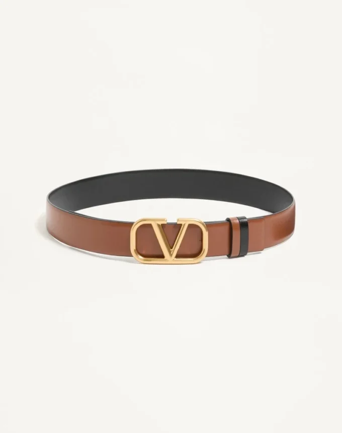 Reversible Vlogo Signature Belt In Glossy Calfskin 30 Mm