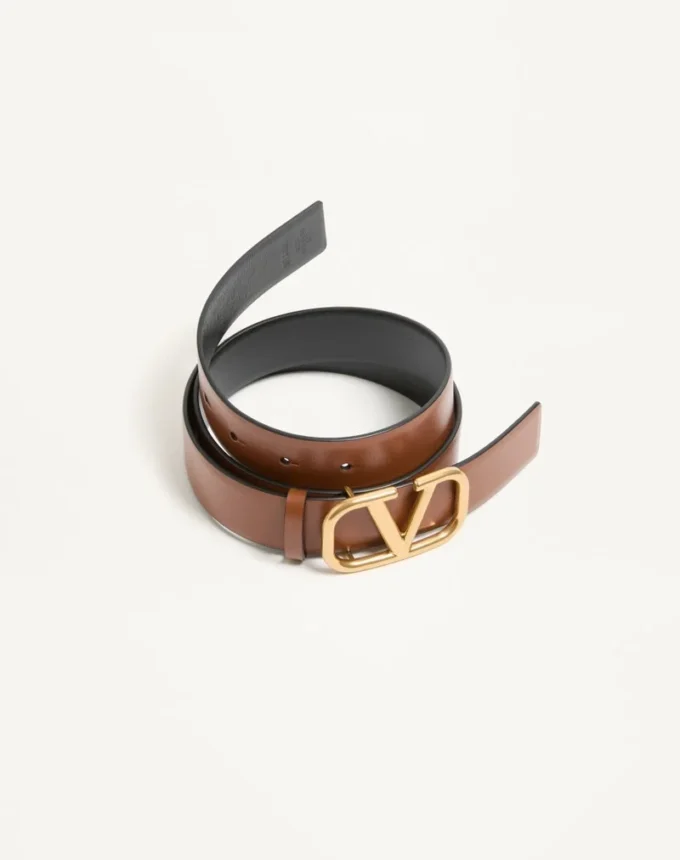Reversible Vlogo Signature Belt In Glossy Calfskin 30 Mm