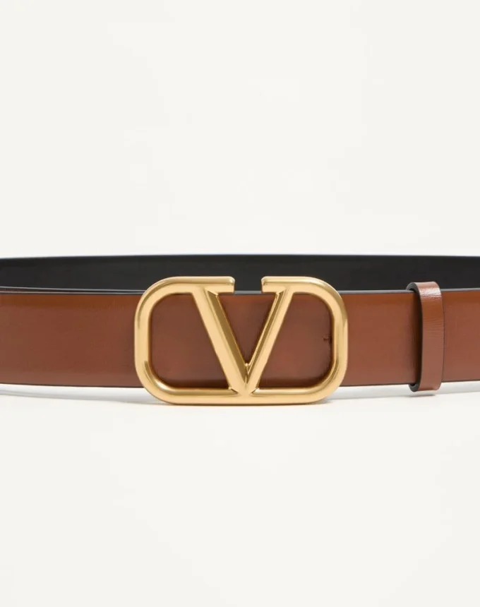 Reversible Vlogo Signature Belt In Glossy Calfskin 30 Mm