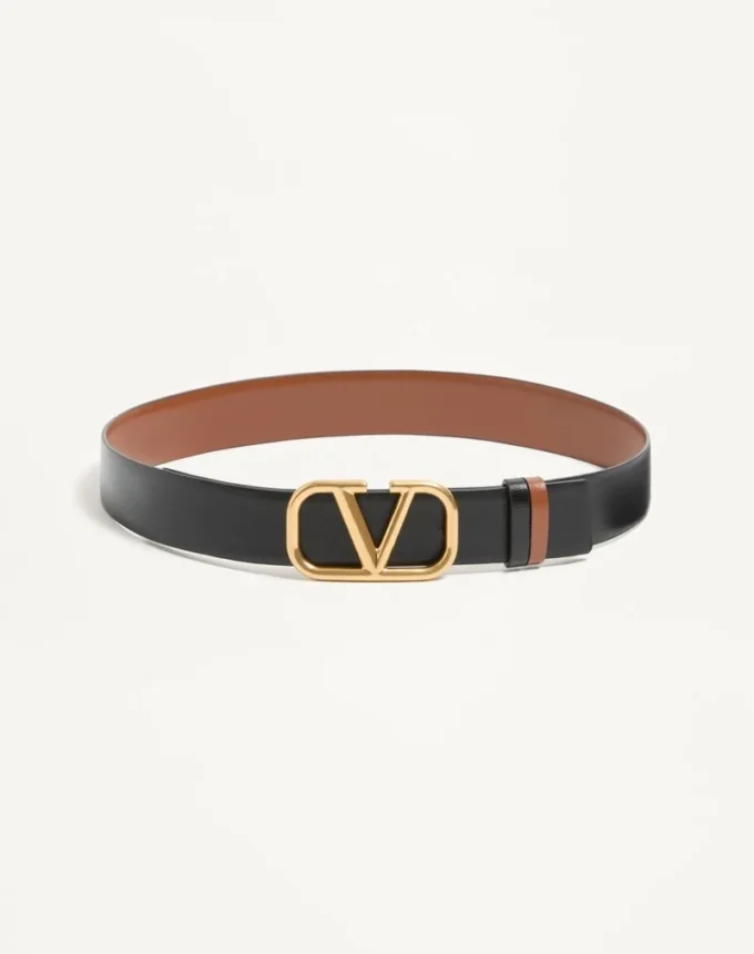 Reversible Vlogo Signature Belt In Glossy Calfskin 30 Mm