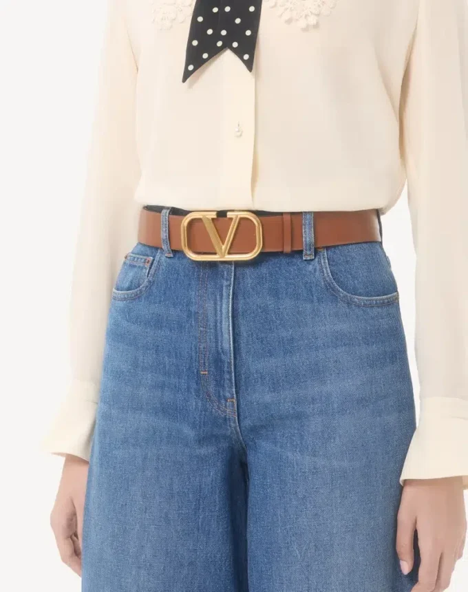 Reversible Vlogo Signature Belt In Glossy Calfskin 40 Mm