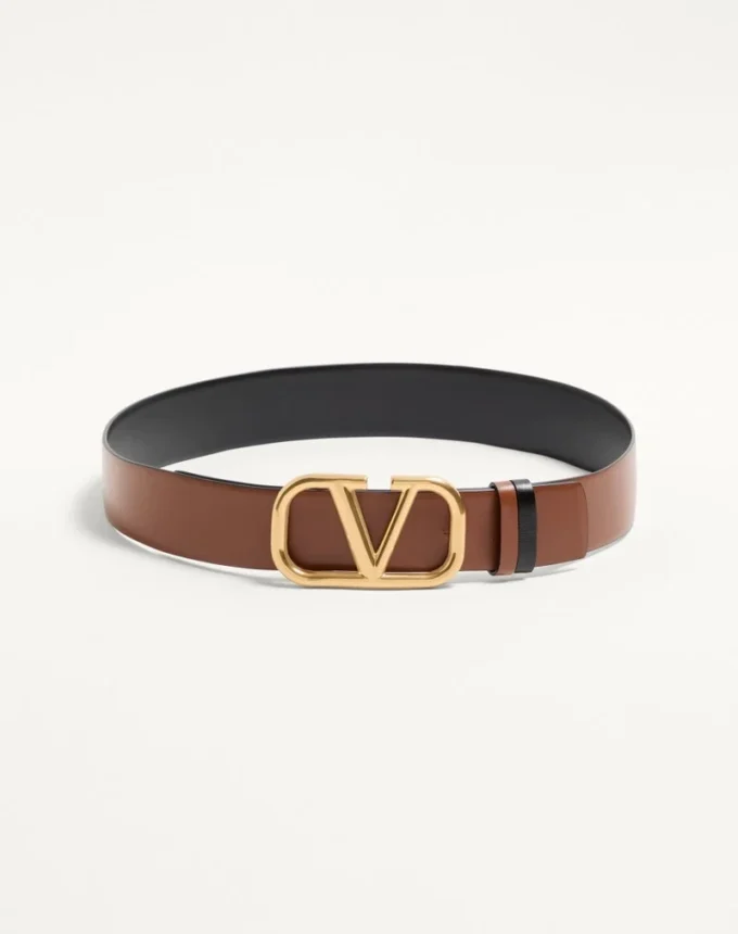 Reversible Vlogo Signature Belt In Glossy Calfskin 40 Mm