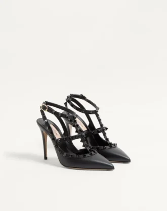 Rockstud Ankle Strap Pump With Tonal Studs 100 Mm