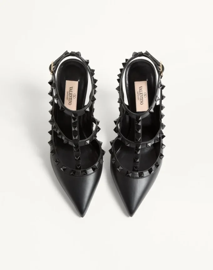 Rockstud Ankle Strap Pump With Tonal Studs 100 Mm