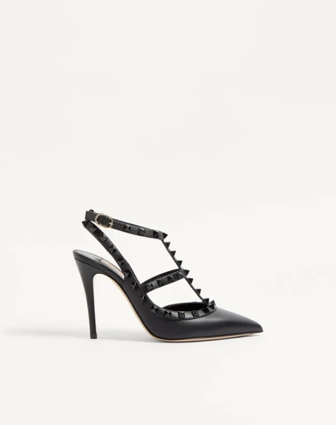 Rockstud Ankle Strap Pump With Tonal Studs 100 Mm