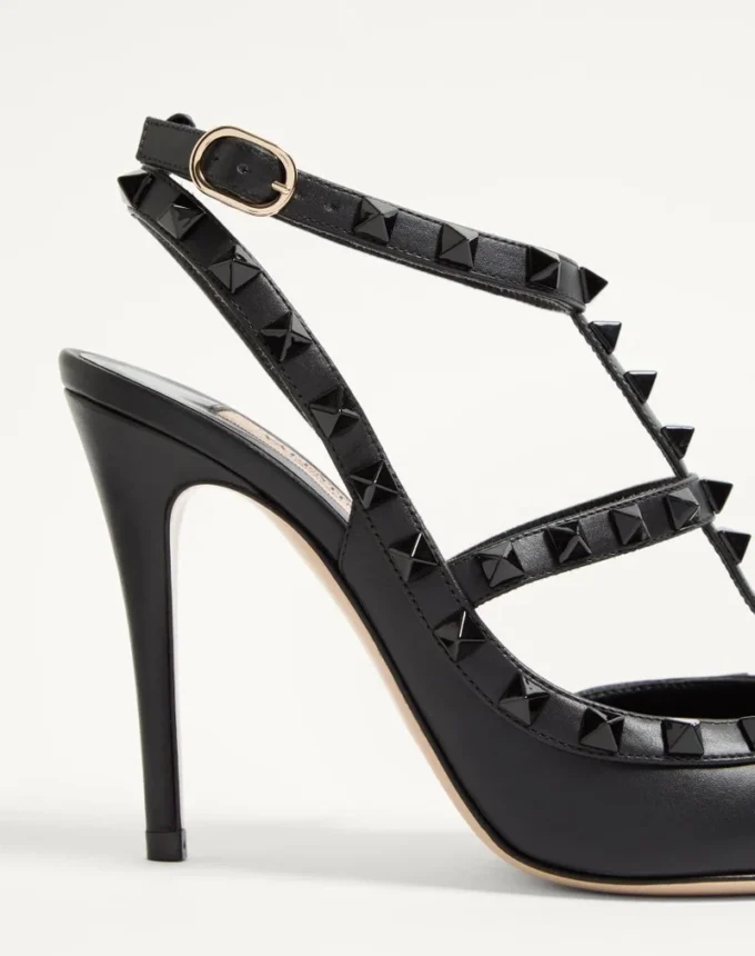 Rockstud Ankle Strap Pump With Tonal Studs 100 Mm