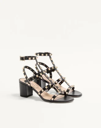 Rockstud Calfskin Ankle Strap Sandal 60 Mm