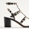 Rockstud Calfskin Ankle Strap Sandal 60 Mm