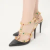 Rockstud Calfskin Pumps With Cabochon And 100Mm Crystals
