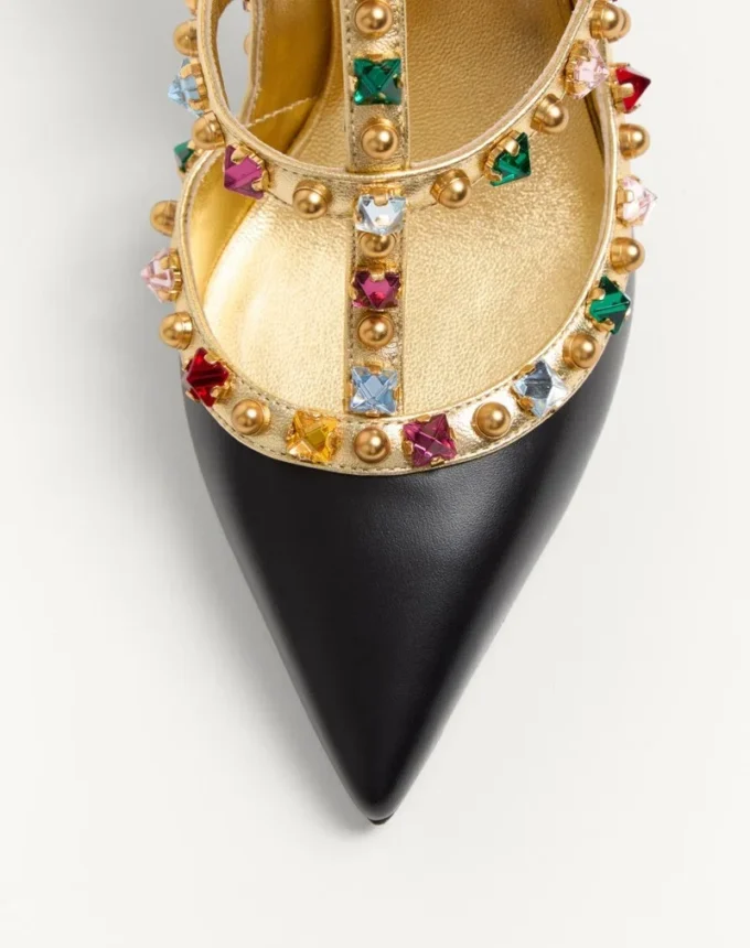 Rockstud Calfskin Pumps With Cabochon And 100Mm Crystals