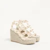 Rockstud Calfskin Wedge Sandal With Straps 95 Mm