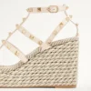 Rockstud Calfskin Wedge Sandal With Straps 95 Mm