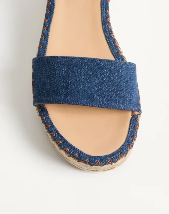 Rockstud Double Flatform Sandal In Denim 55Mm Rockstud Double Flatform Sandal In Denim 55Mm