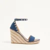 Rockstud Double Wedge Sandal In Denim 105Mm Rockstud Double Wedge Sandal In Denim 105Mm