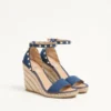Rockstud Double Wedge Sandal In Denim 105Mm Rockstud Double Wedge Sandal In Denim 105Mm