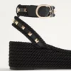 Rockstud Flatform Sandal In Calfskin 45Mm