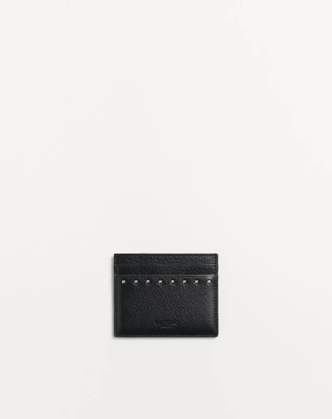 Rockstud Grainy Calfskin Cardholder