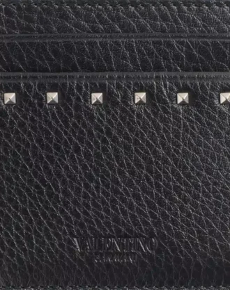 Rockstud Grainy Calfskin Cardholder