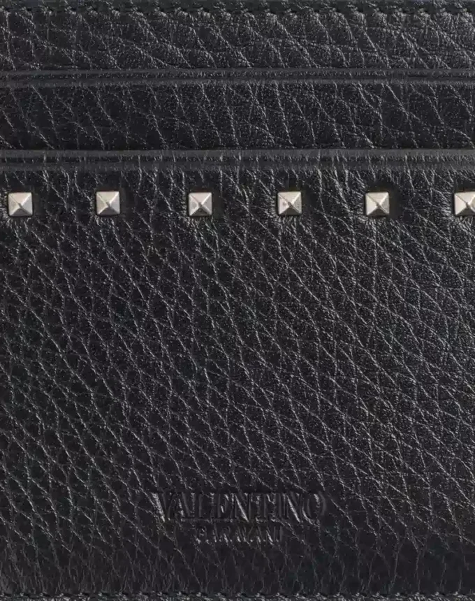 Rockstud Grainy Calfskin Cardholder