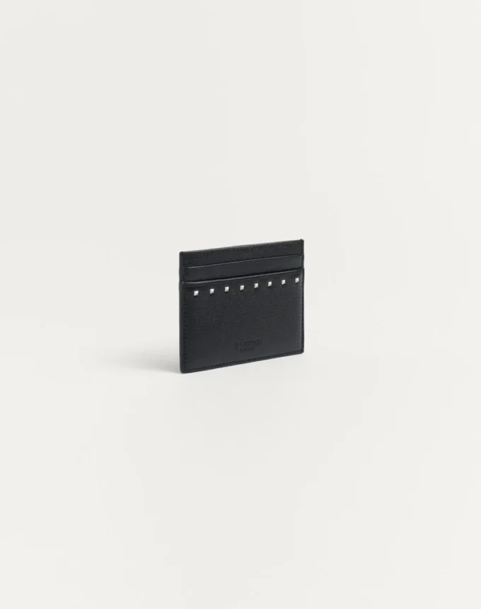 Rockstud Grainy Calfskin Cardholder