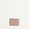 Rockstud Grainy Calfskin Cardholder With Zipper