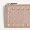 Rockstud Grainy Calfskin Cardholder With Zipper