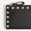 Rockstud Grainy Calfskin Cardholder With Zipper