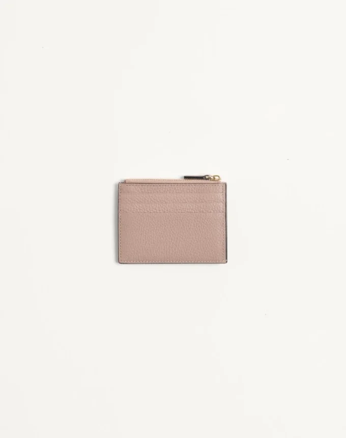 Rockstud Grainy Calfskin Cardholder With Zipper