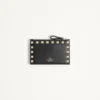 Rockstud Grainy Calfskin Cardholder With Zipper