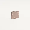 Rockstud Grainy Calfskin Cardholder With Zipper