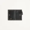 Rockstud Grainy Calfskin Cardholder With Zipper