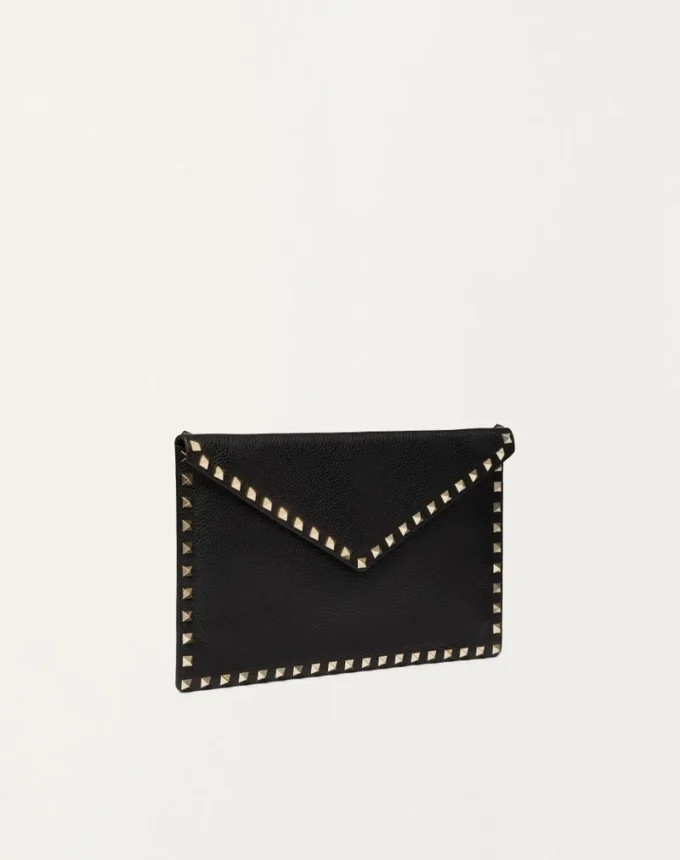 Rockstud Grainy Calfskin Envelope Pouch