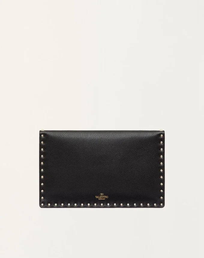 Rockstud Grainy Calfskin Envelope Pouch